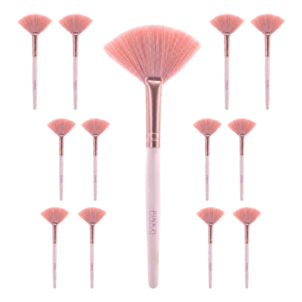 Pink 21 Pincel Leque para Iluminador - HB87276 - Kit com 12 Unidades