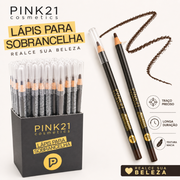 Pink 21 Lápis Dermográfico Preto para Sobrancelhas - CS5882 - Box 48 Un