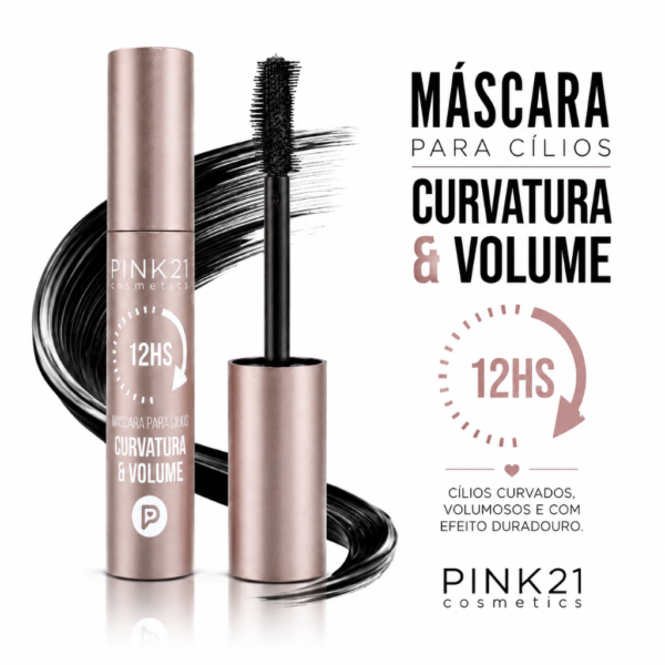 Pink 21 Máscara para Cílios Curvatura & Volume - CS6163 - Box 24 Un