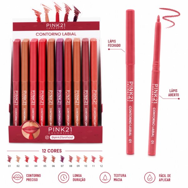 Pink 21 Contorno Labial Retrátil - CS5129 - Box 72 Un