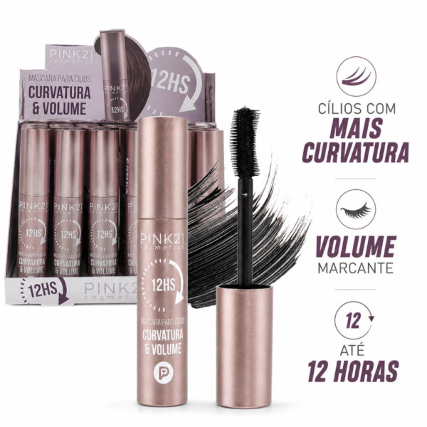 Pink 21 Máscara para Cílios Curvatura & Volume - CS6163 - Box 24 Un