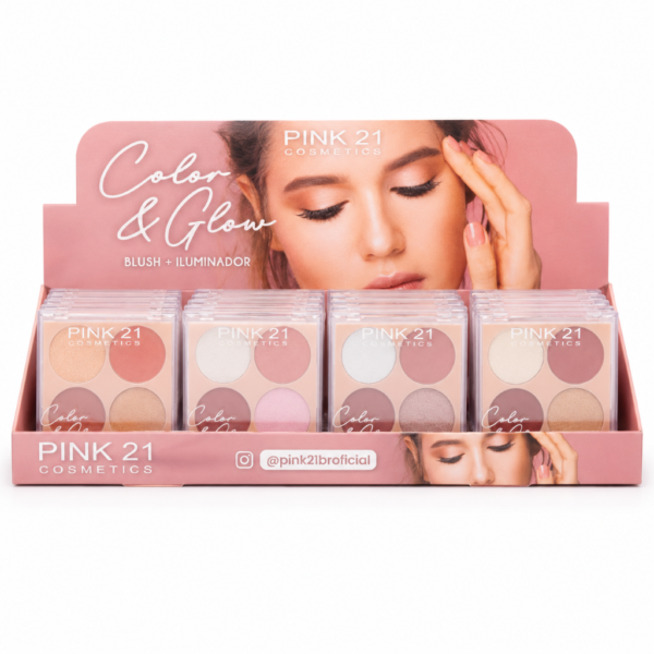 Pink 21 Quarteto de Blush e Iluminador Color & Glow - CS4327 - Box 24 Un