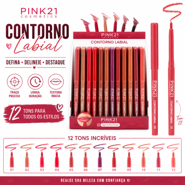 Pink 21 Contorno Labial Retrátil - CS5129 - Box 72 Un