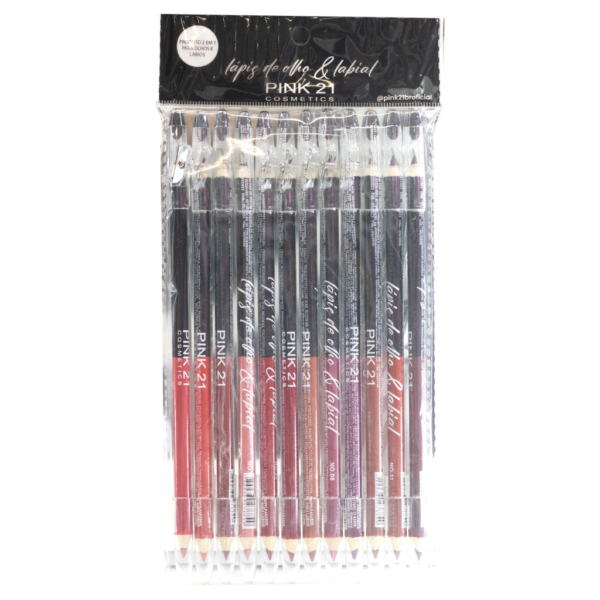 9cee798085f991a791680c2b4e790be6-1.png Pink 21 Lápis Duo Olho e Contorno Labial - CS3532 - Kit 12 Un