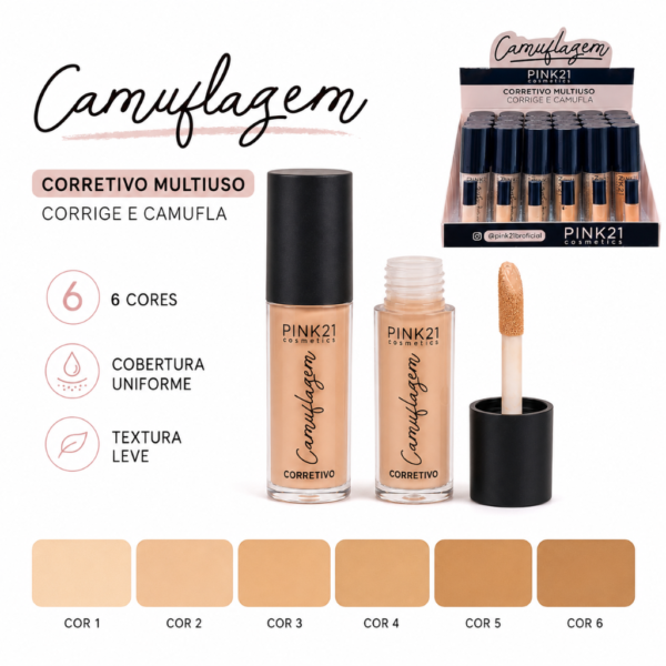 Pink 21 Corretivo Multiuso Camuflagem - CS6104 - Box 24 Un