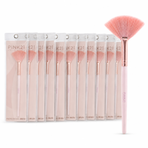 Pink 21 Pincel Leque para Iluminador - HB87276 - Kit com 12 Unidades