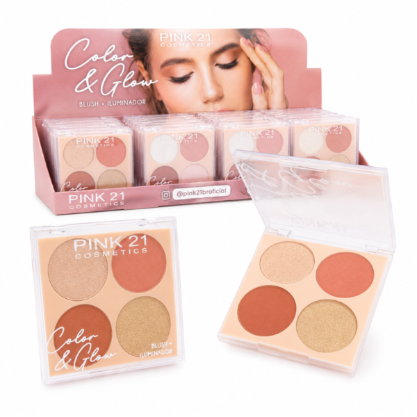 Pink 21 Quarteto de Blush e Iluminador Color & Glow - CS4327 - Box 24 Un