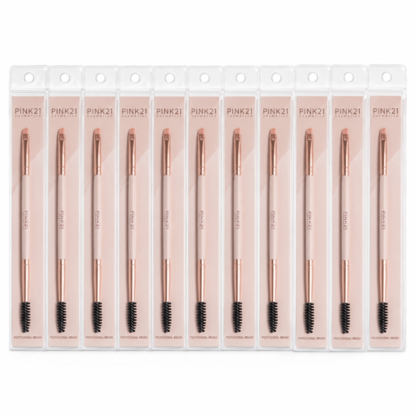 Pink 21 Pincel Duplo para Sobrancelhas - HB87280 - Kit com 12 Unidades