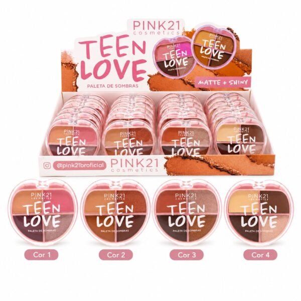 Pink 21 Teen Love Paleta de Sombras Matte + Shiny - CS5777 - Box 24 Un
