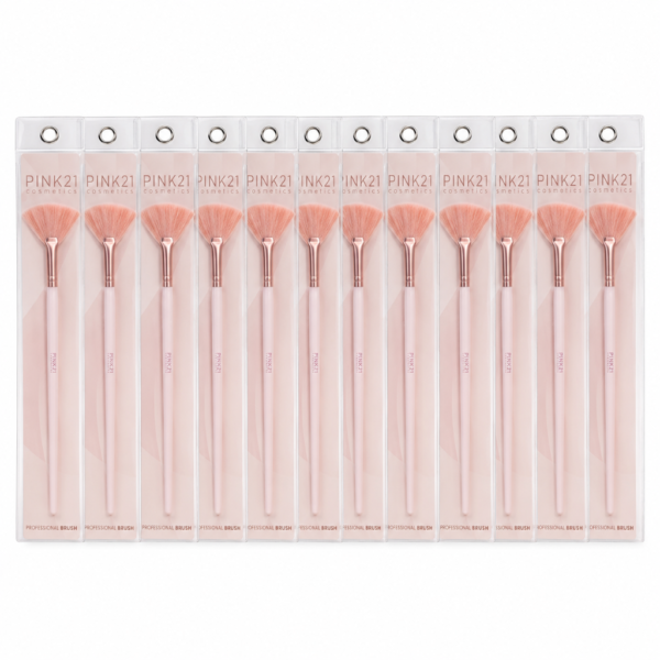 Pink 21 Pincel Leque para Iluminador - HB87276 - Kit com 12 Unidades