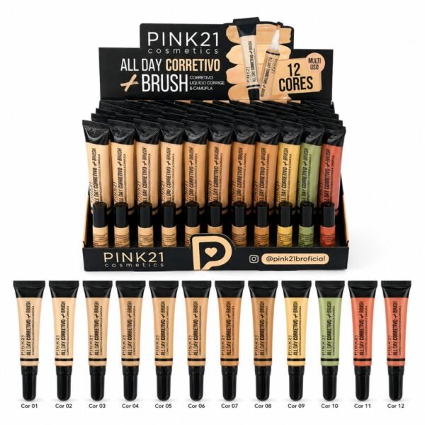 Pink 21 All Day Corretivo + Brush - CS6582 - Box 72 Un