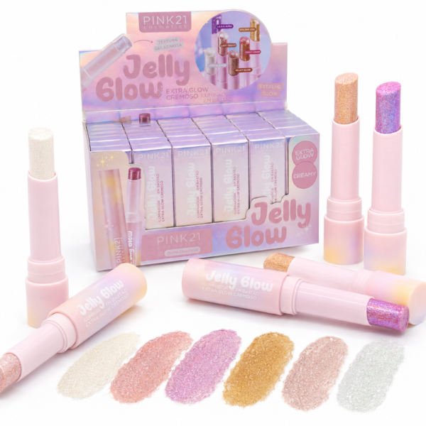 24eb12239a976b66184f4706a6f9ff06.png Pink 21 Iluminador em Bastão Jelly Glow - CS6258 - Box 36 Un