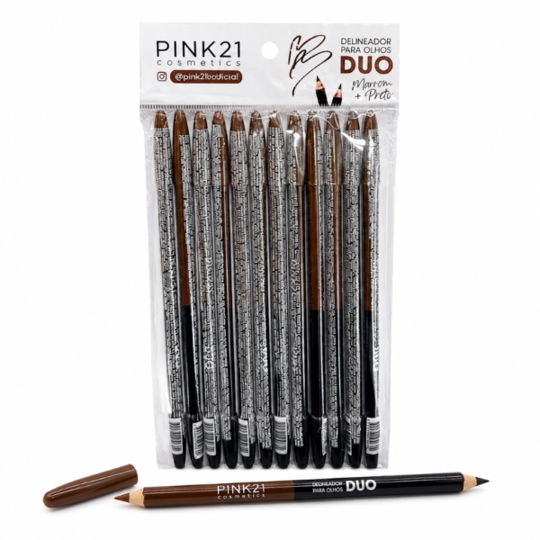 Pink 21 Delineador para Olhos Duo Marrom e Preto - CS5560 - Box 12 Un