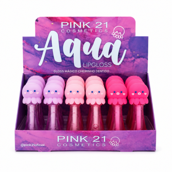 Pink 21 Lip Gloss Aqua Polvo - CS3654 - Box 24 Un