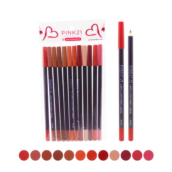 Pink 21 Lápis Contorno Labial - CS3585 - Kit 12 Un