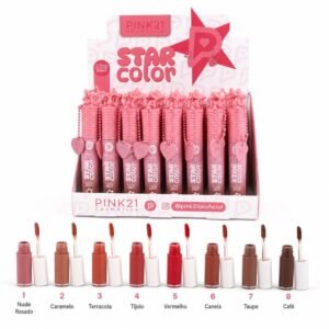 58fd58dd6422e45e5d2429ef184df379.jpg Pink 21 Star Color Batom Líquido Matte - CS6955 - Box 48 Un