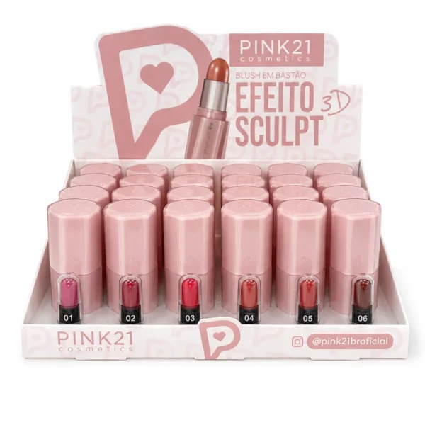 Pink 21 Efeito 3D Sculpt Blush em Bastão - CS6895 - Box 24 Un