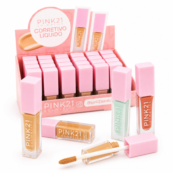 61d6933a0443c2a7a9588a1d98df75a6.png Pink 21 Corretivo Líquido Camuflagem - CS6062 - Box 24 Un