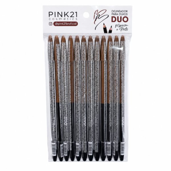 Pink 21 Delineador para Olhos Duo Marrom e Preto - CS5560 - Box 12 Un