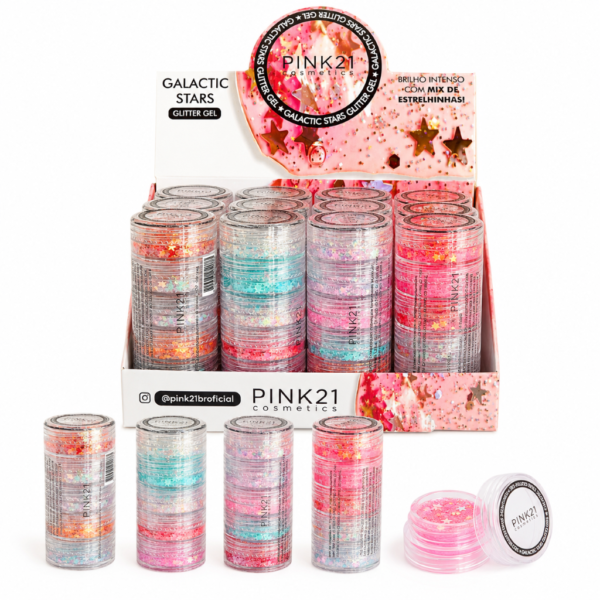 69a04a613c419ec82610f79d38c962c0.png Pink 21 Glitter Gel Mix de Estrelas Galactic Stars - CS5458 - Box 12 Un