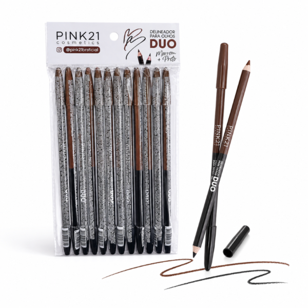 Pink 21 Delineador para Olhos Duo Marrom e Preto - CS5560 - Box 12 Un