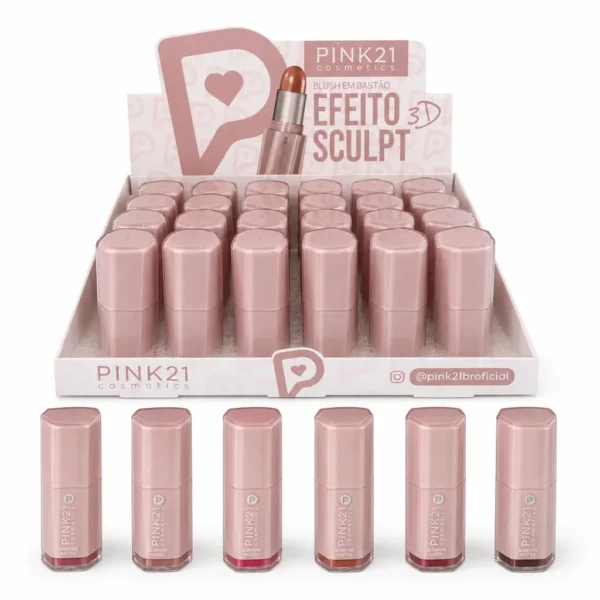 Pink 21 Efeito 3D Sculpt Blush em Bastão - CS6895 - Box 24 Un