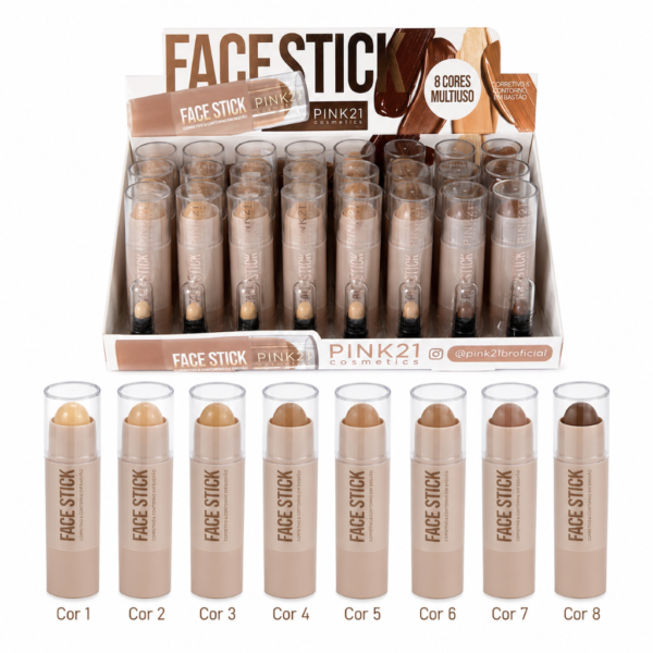 Pink 21 Face Stick Corretivo, Contorno e Base em Bastão - CS6368 - Box 24 Un