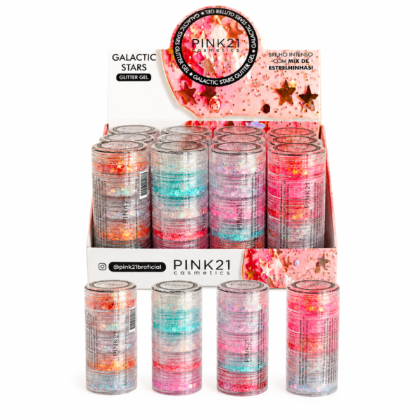 75db1adc5c101954d43b4b8028cc6e47.png Pink 21 Glitter Gel Mix de Estrelas Galactic Stars - CS5458 - Box 12 Un