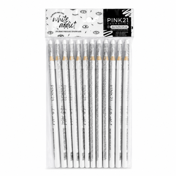Pink 21 Lápis de Olho Branco White Addict com Apontador - CS5558 - Box 12 Un