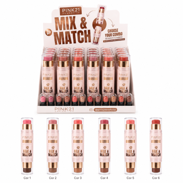 Pink 21 Mix & Match Blush e Contorno em Bastão - CS6124 - Box 24 Un