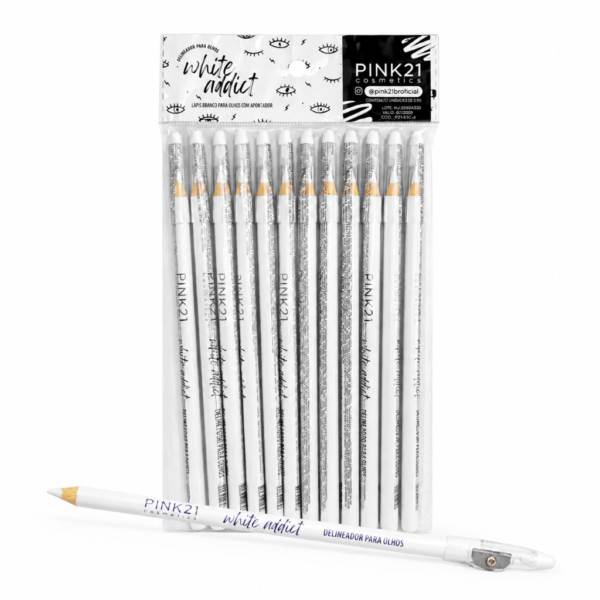 Pink 21 Lápis de Olho Branco White Addict com Apontador - CS5558 - Box 12 Un