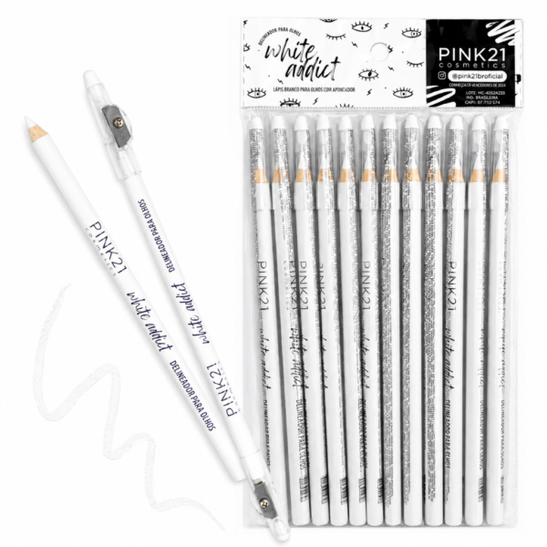 Pink 21 Lápis de Olho Branco White Addict com Apontador - CS5558 - Box 12 Un