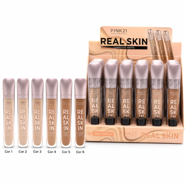 a65b4f0e6b8bf21d502d915945b505bb.png Pink 21 Corretivo Real Skin Tons Claros e Médios - CS4817 - Box 24 Un