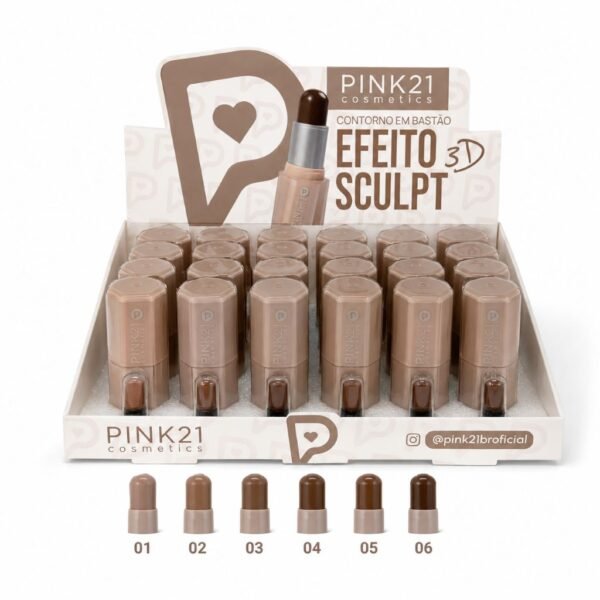 a71f92f82e0328e779d382c253f1abab.jpg Pink 21 Efeito 3D Sculpt Contorno em Bastão - CS6894 - Box 24 Un
