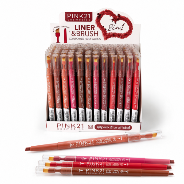Pink 21 Liner & Brush 2 in 1 Contorno para Lábios - CS6239 - Box 72 Un
