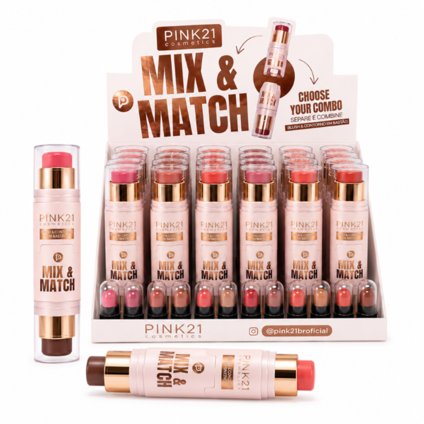 Pink 21 Mix & Match Blush e Contorno em Bastão - CS6124 - Box 24 Un