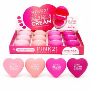 b12e862392ed8c1893a9eda9fb7d29e7.jpg Pink 21 Blush em Creme com Pincel - CS6079 - Box 12 Un