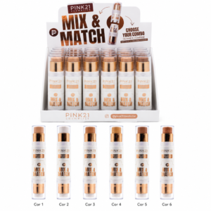 c0a661bacbee266d4bbaf6f99fca279b.png Pink 21 Mix & Match Base Facial e Iluminador em Bastão - CS6123 - Box 24 Un