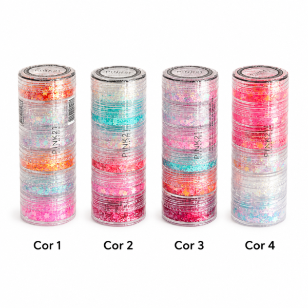 c3bbbc3e79e060e2c4c45811a81bad20.png Pink 21 Glitter Gel Mix de Estrelas Galactic Stars - CS5458 - Box 12 Un