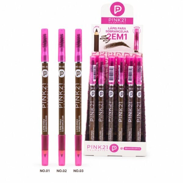 c670395ba5e8807201a5b9fb61fac9a1.jpg Pink 21 Lápis para Sobrancelha 2 em 1 - CS6580 - Box 48 Un