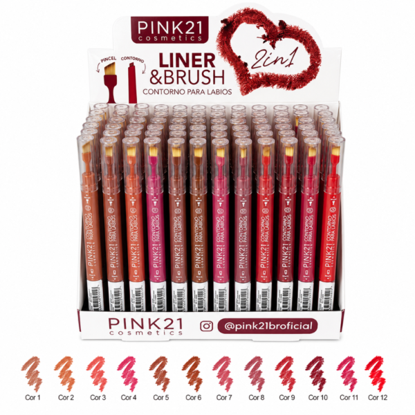 Pink 21 Liner & Brush 2 in 1 Contorno para Lábios - CS6239 - Box 72 Un