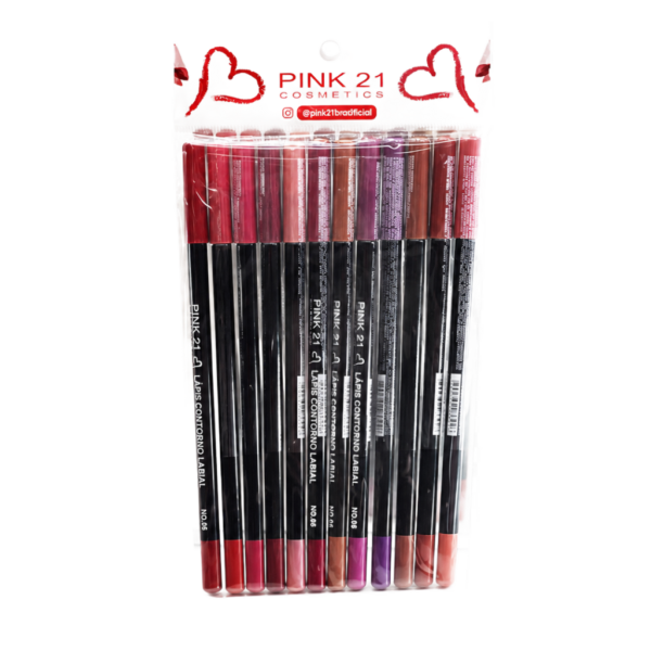 Pink 21 Lápis Contorno Labial - CS3585 - Kit 12 Un