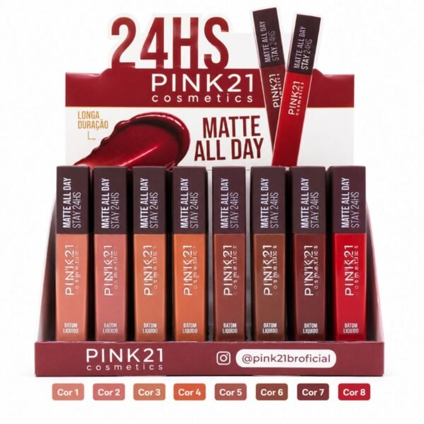 Pink 21 Matte All Day 24hs Batom Líquido - CS5396 - Box 48 Un