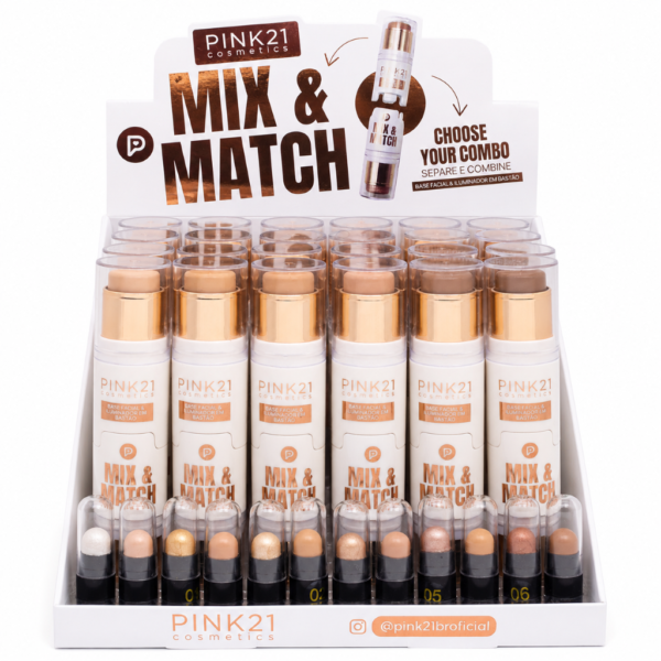 Pink 21 Mix & Match Base Facial e Iluminador em Bastão - CS6123 - Box 24 Un