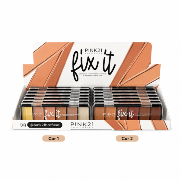Pink 21 Paleta Corretivo e Iluminador Cover Fix - CS2303 - Box 12 Un