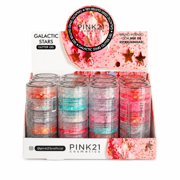 fe88d8637f251ff5bf996b1118d99b40.png Pink 21 Glitter Gel Mix de Estrelas Galactic Stars - CS5458 - Box 12 Un