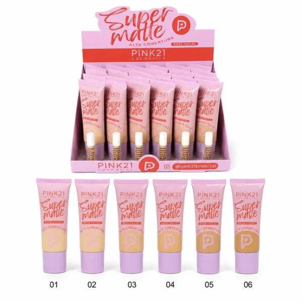 ca659e4b8126c3b8d0ba4c1eff747502.webp Pink 21 Super Matte Base Facial Alta Cobertura - CS6430 - Box 24 Un