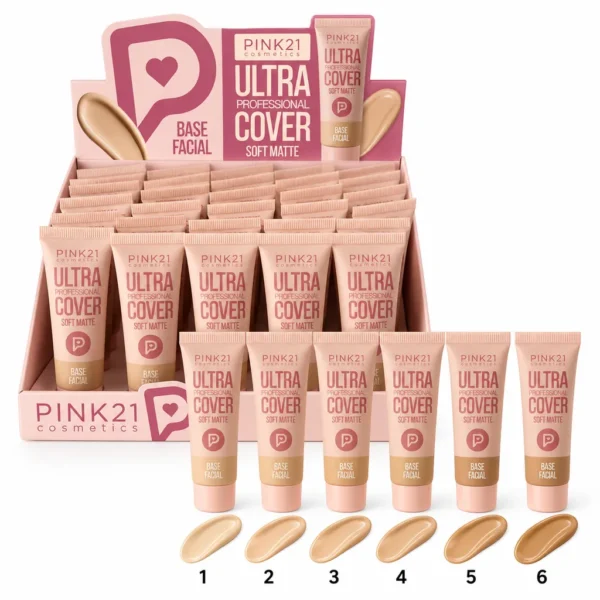 Pink 21 Base Facial Ultra Professional Cover Soft Matte - CS6323 - Box 24 Un