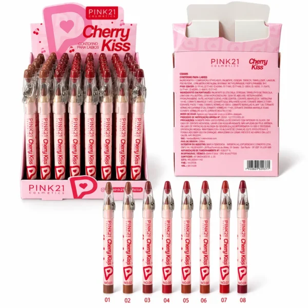 Pink 21 Cherry Kiss Contorno para Lábios - CS6885 - Box 48 Un