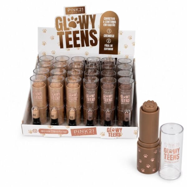 5d40f2cf6960f03148d2101bb8843afb.jpg Pink 21 Corretivo e Contorno em Bastão Glowy Teens - CS5728 - Box 24 Un